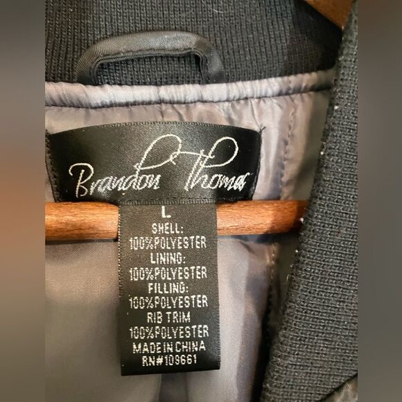 Brandon Thomas silky bomber, black with gray lining, excellent condition, size L - Picture 3 of 5